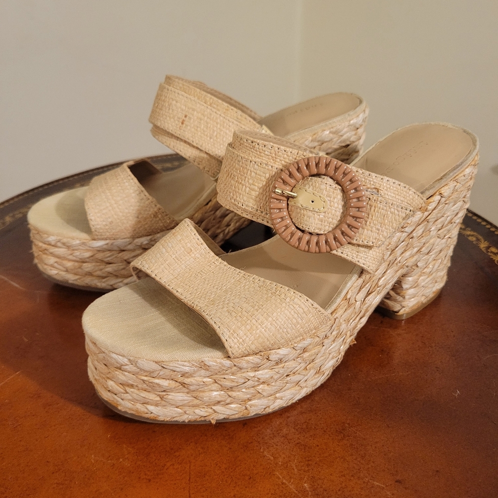 Cream Woven Platform.Shoes Size 8